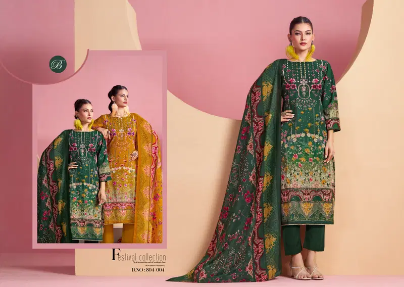 Belliza Ruksana Cotton Printed With Handwork Dress Material Collection